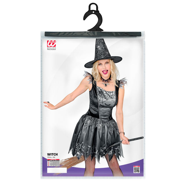 Costume d'Halloween Noir Argent Femmes Sorcière
