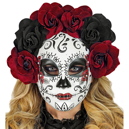 Masque Dia De Los Muertos avec des roses