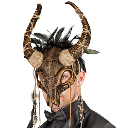 Masque d'Halloween Crâne avec plumes