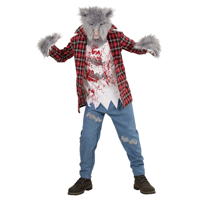 Costume d'Halloween Loup-garou rouge et bleu pour enfant