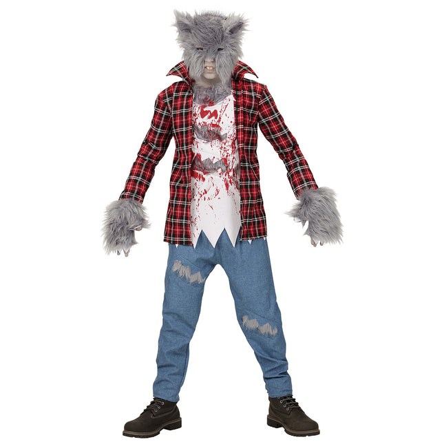 Costume d'Halloween Loup-garou rouge et bleu pour enfant