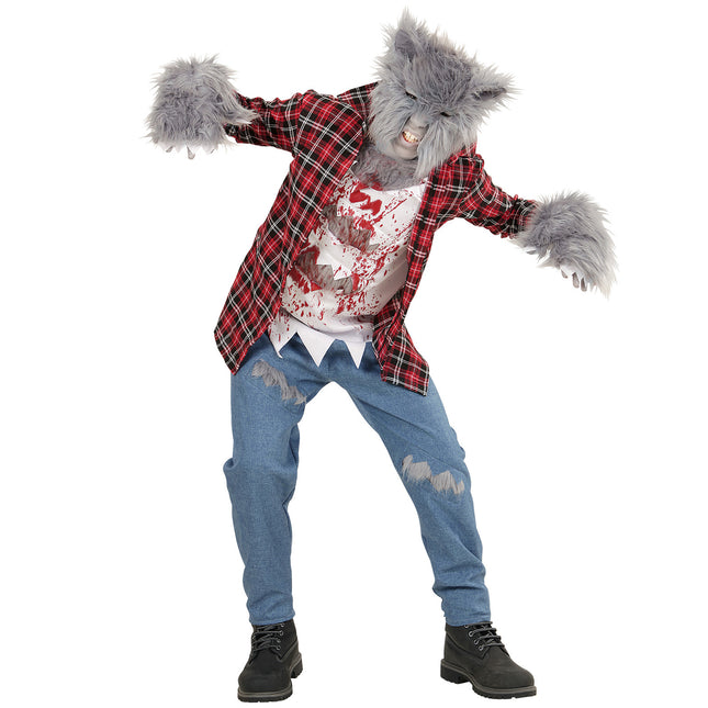 Costume d'Halloween Loup-garou rouge et bleu pour enfant