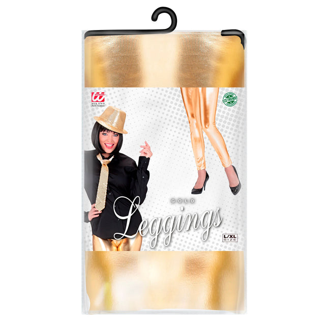 Leggings en faux cuir doré