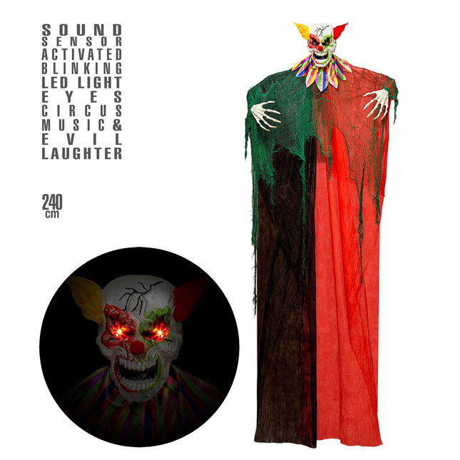 Poupée clown d'Halloween avec son et lumière 2.4m