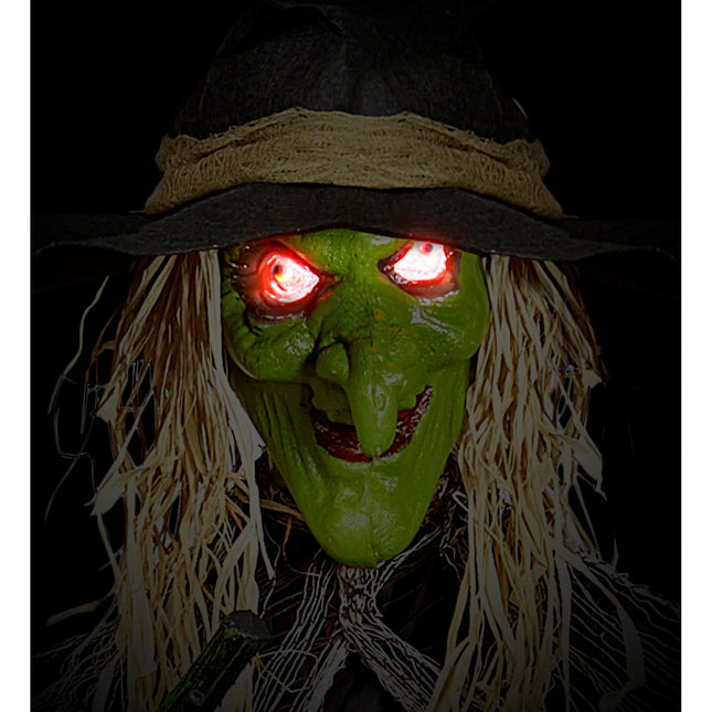 Décoration suspendue d'Halloween Sorcière avec son et lumière 2.4m
