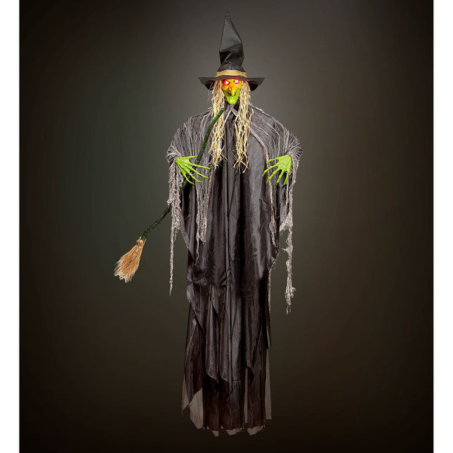 Décoration suspendue d'Halloween Sorcière avec son et lumière 2.4m