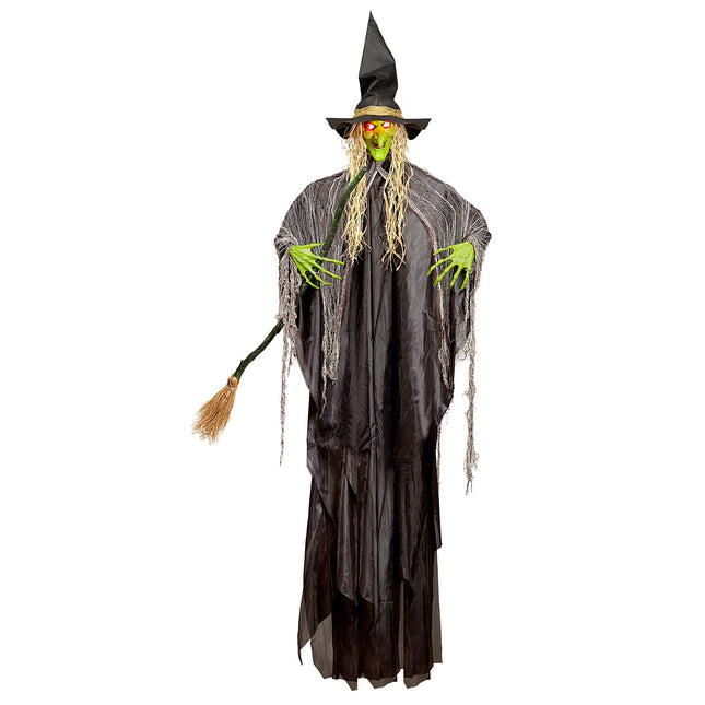 Décoration suspendue d'Halloween Sorcière avec son et lumière 2.4m