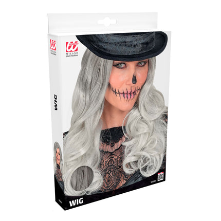 Perruque d'Halloween gris clair