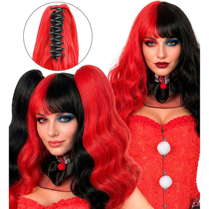 Perruque d'Halloween « Arlequin » avec extensions
