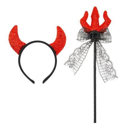 Ensemble d'accessoires du diable Bandeau et fourchette 2 pièces