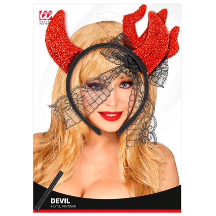 Ensemble d'accessoires du diable Bandeau et fourchette 2 pièces