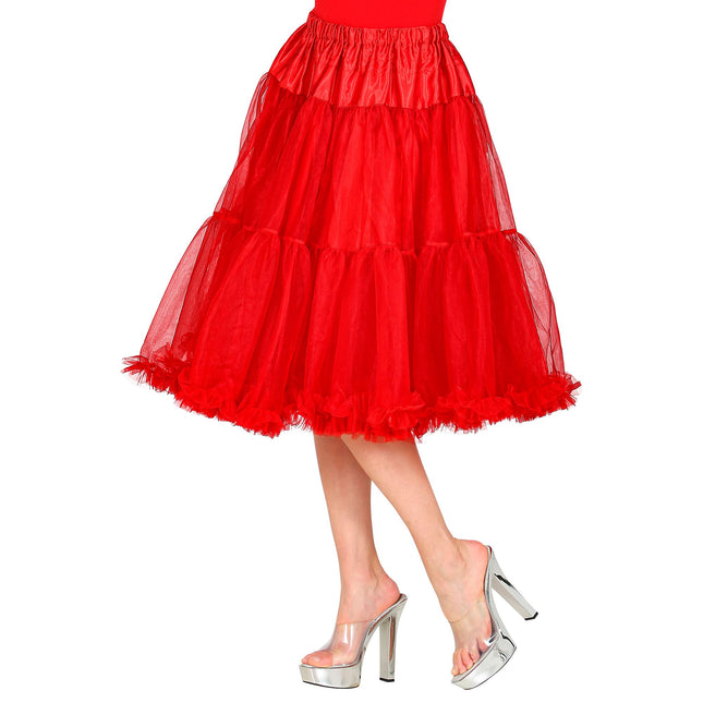 JUPE EN TULLE AVEC VOLANT/JUPON 65CM, ROUGE