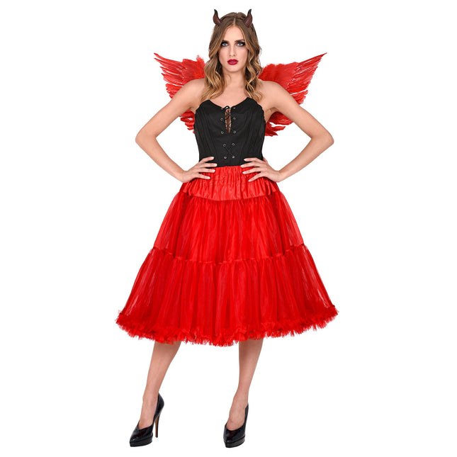 JUPE EN TULLE AVEC VOLANT/JUPON 65CM, ROUGE