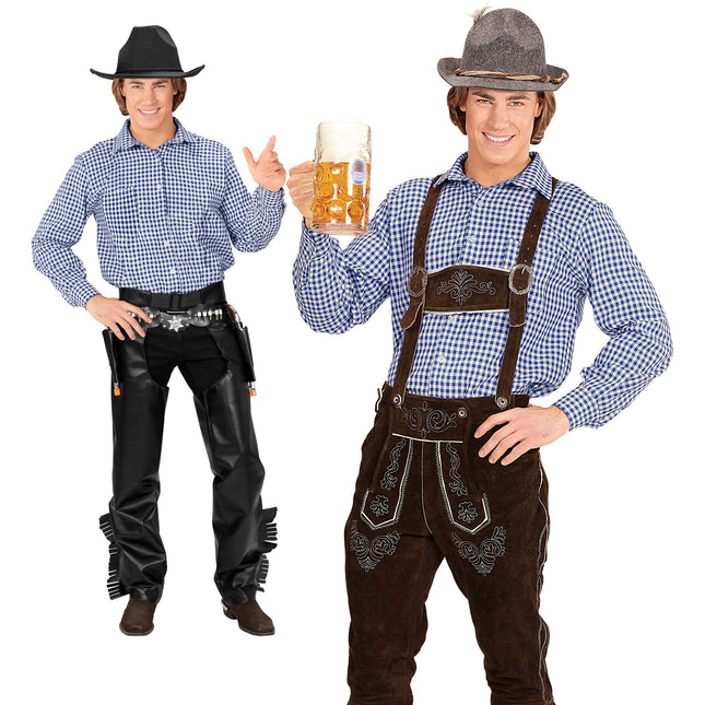 Chemise Oktoberfest Bleu Blanc Hommes