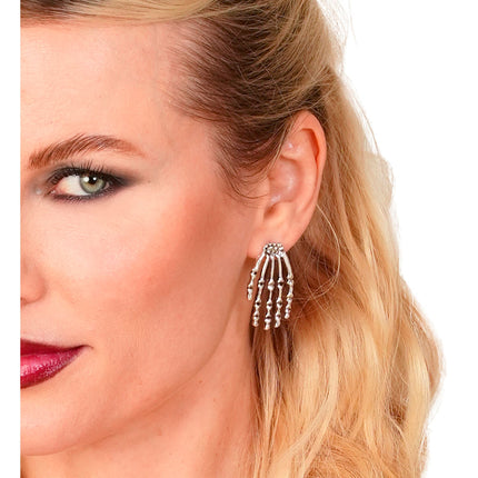 Boucles d'oreilles Halloween : main de squelette