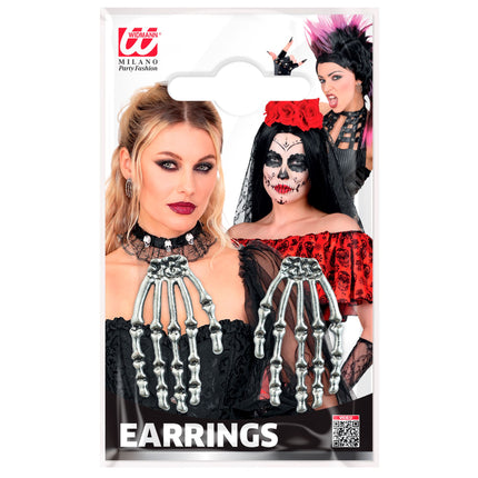 Boucles d'oreilles Halloween : main de squelette