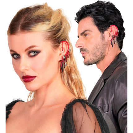 Ear cuff « faux piercing » d'Halloween, motif sang