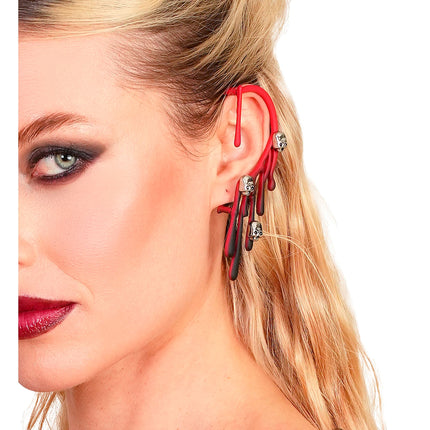 Ear cuff « faux piercing » d'Halloween, motif sang