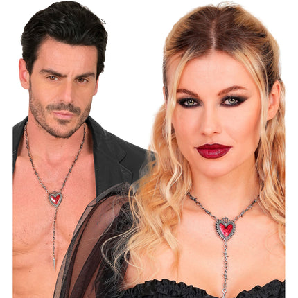 Collier d'Halloween « Cœur et fil barbelé »
