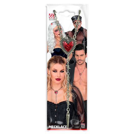 Collier d'Halloween « Cœur et fil barbelé »