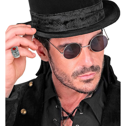 Bague d'Halloween avec pierre précieuse rouge