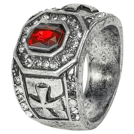 Bague d'Halloween avec pierre précieuse rouge