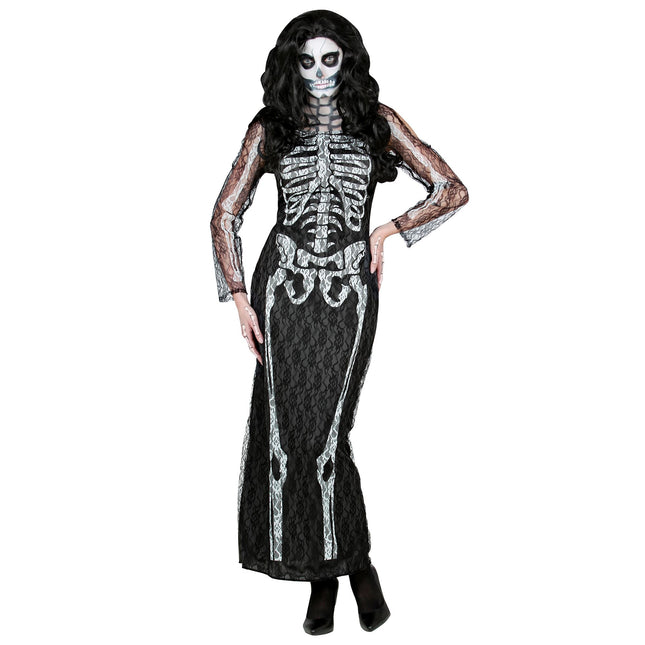 Robe d'Halloween Dames Long Squelette