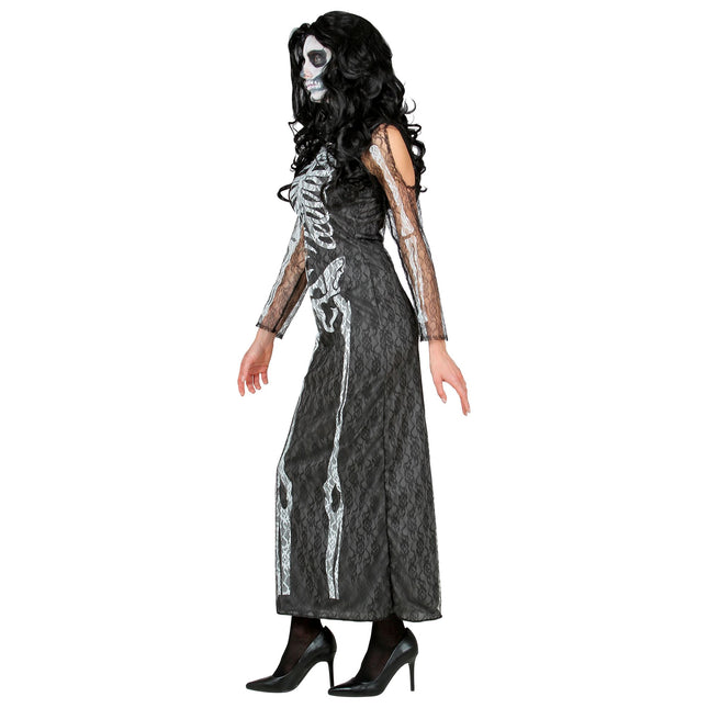 Robe d'Halloween Dames Long Squelette