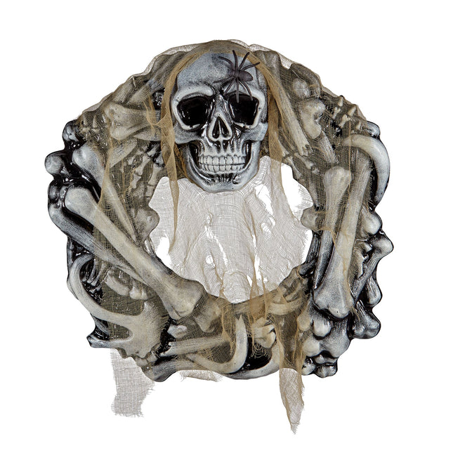 Décoration murale d'Halloween Couronne d'os 50cm
