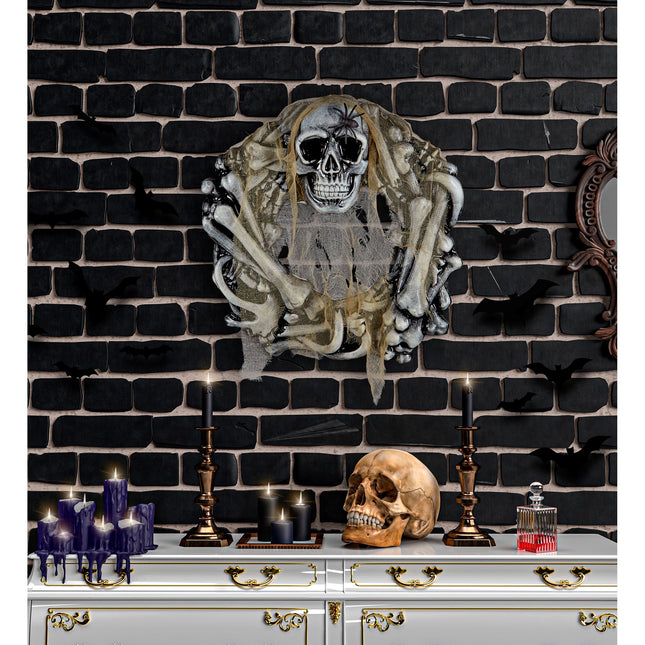 Décoration murale d'Halloween Couronne d'os 50cm
