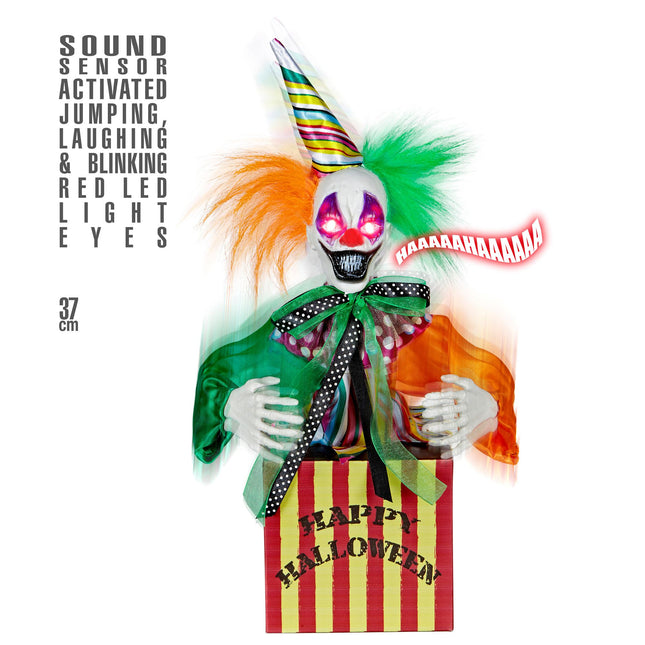 Poupée gonflable Clown avec son et lumière 37cm