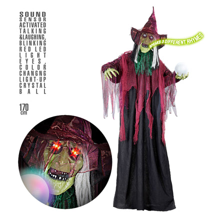 Poupée d'Halloween Sorcière avec lumière 1.7m