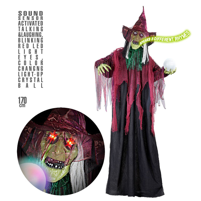 Poupée d'Halloween Sorcière avec lumière 1.7m