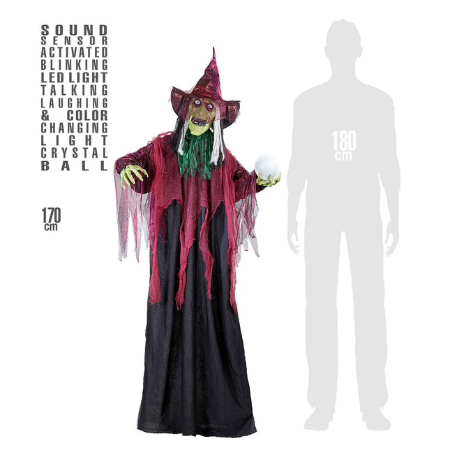 Poupée d'Halloween Sorcière avec lumière 1.7m