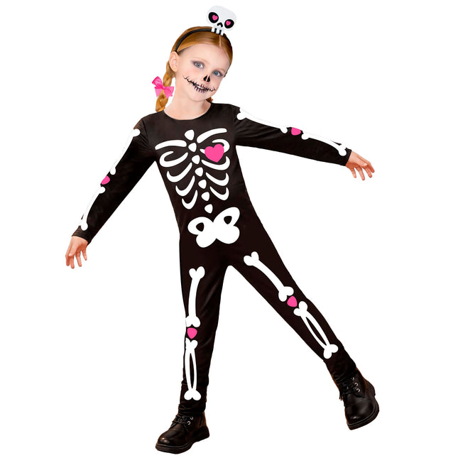 Combinaison Squelette Noir Blanc Fille