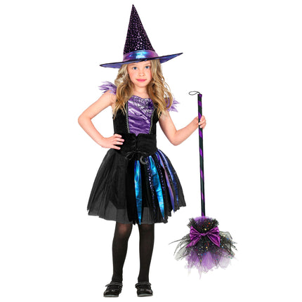Chapeau de sorcière d'Halloween pour enfant avec des étoiles et une lune