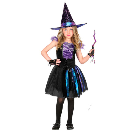 Chapeau de sorcière d'Halloween pour enfant avec des étoiles et une lune