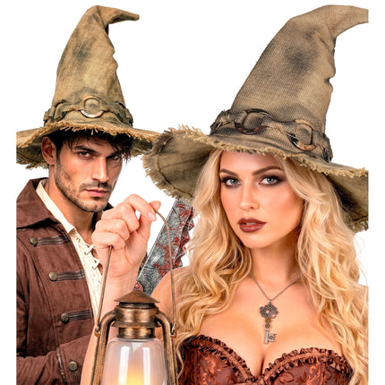 Chapeau de sorcière pour Halloween, marron