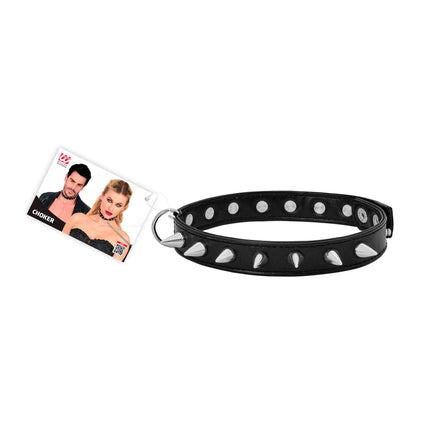 Collier ras-du-cou Halloween noir à pointes