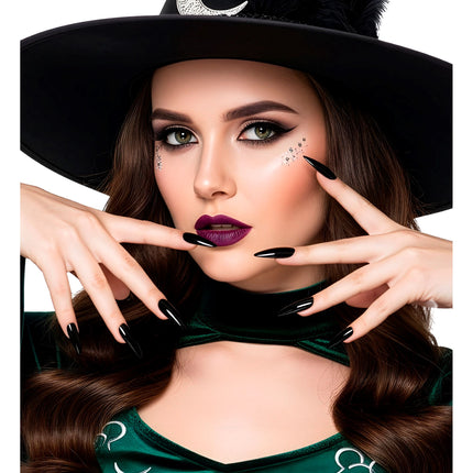 Autocollants pour ongles d'Halloween, noirs, lot de 10