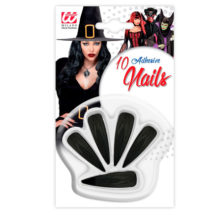 Autocollants pour ongles d'Halloween, noirs, lot de 10