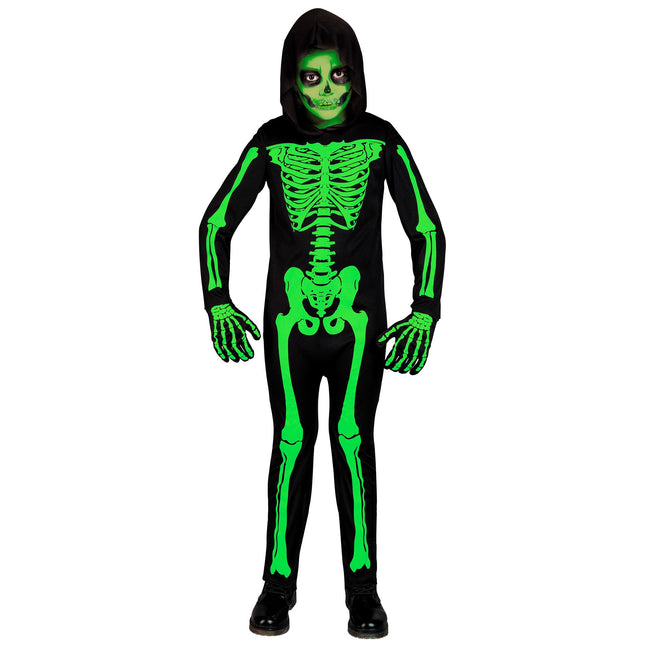 Costume d'Halloween Noir Vert Enfant Squelette 2 pièces