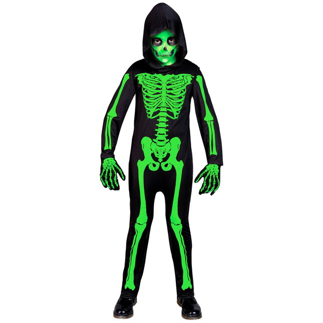 Costume d'Halloween Noir Vert Enfant Squelette 2 pièces