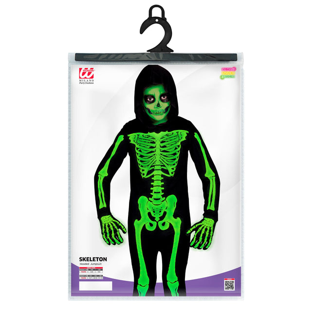 Costume d'Halloween Noir Vert Enfant Squelette 2 pièces