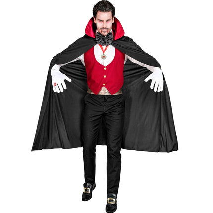 Costume d'Halloween Vampire 4 pièces noir rouge pour homme