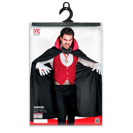Costume d'Halloween Vampire 4 pièces noir rouge pour homme