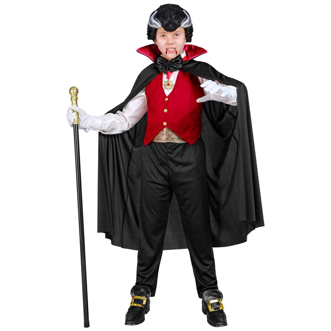 Costume d'Halloween Noir Rouge Enfant Vampire 5 pièces