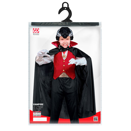 Costume d'Halloween Noir Rouge Enfant Vampire 5 pièces
