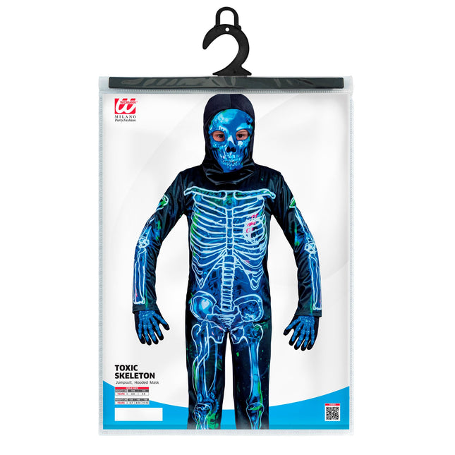 Costume d'Halloween Noir Bleu Enfant Squelette 2 pièces