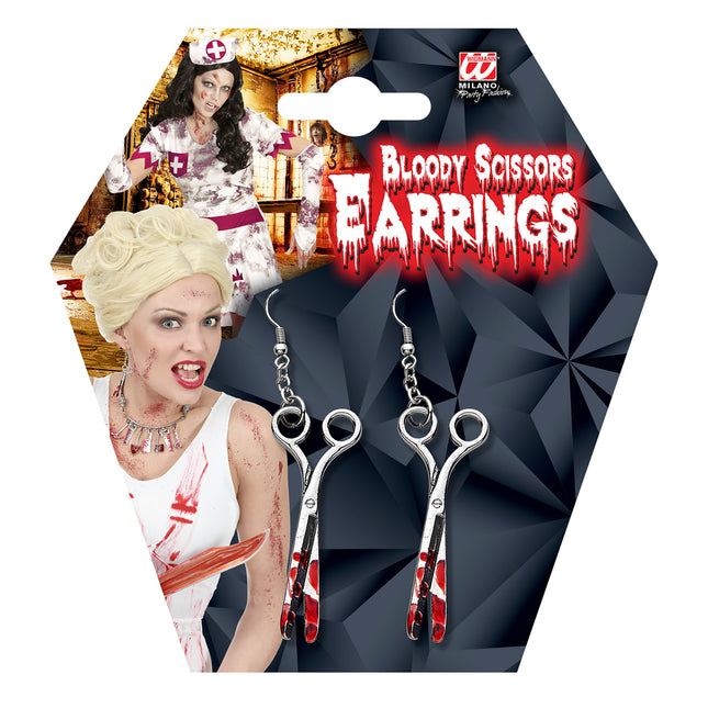 Boucles d'oreilles Halloween Ciseaux avec du sang
